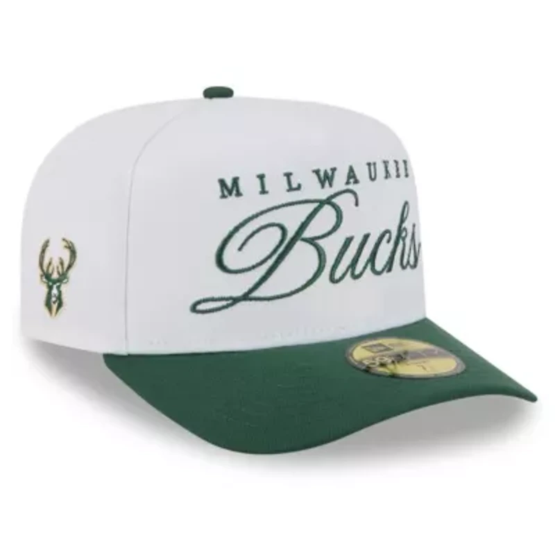NBA White/Hunter Milwaukee Bucks 2025 Draft A-Frame 59FIFTY Fitted Hat