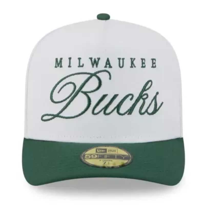 NBA White/Hunter Milwaukee Bucks 2025 Draft A-Frame 59FIFTY Fitted Hat