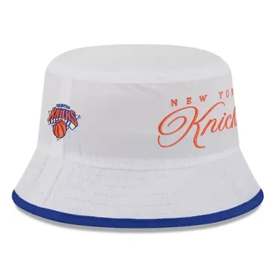 NBA White/Blue New York Knicks 2025 Draft Nylon Bucket Hat