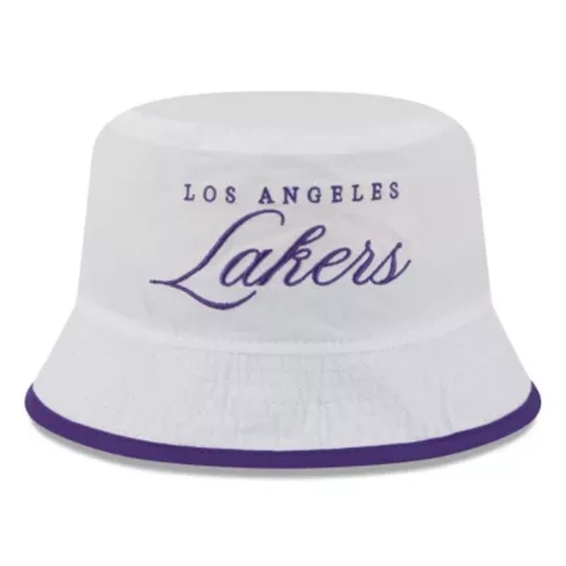 NBA White/Purple Los Angeles Lakers 2025 Draft Nylon Bucket Hat