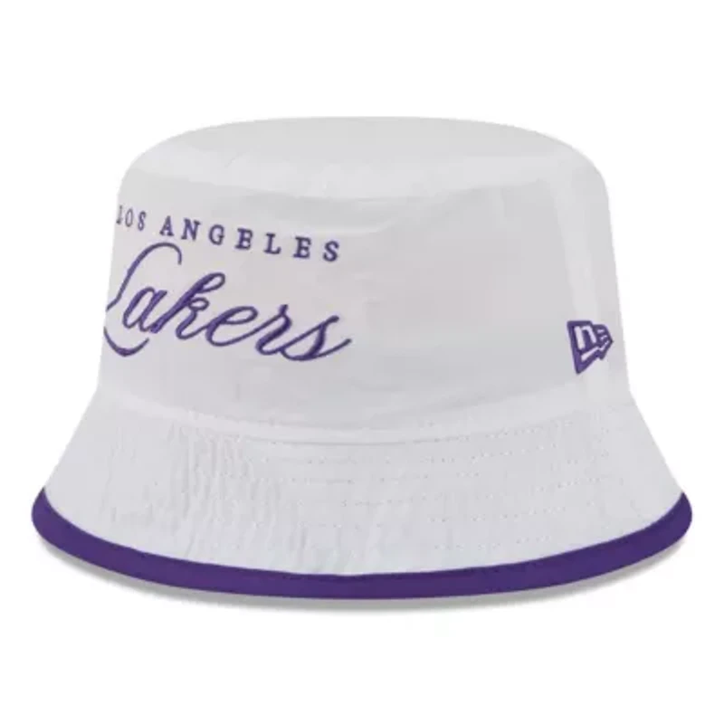 NBA White/Purple Los Angeles Lakers 2025 Draft Nylon Bucket Hat