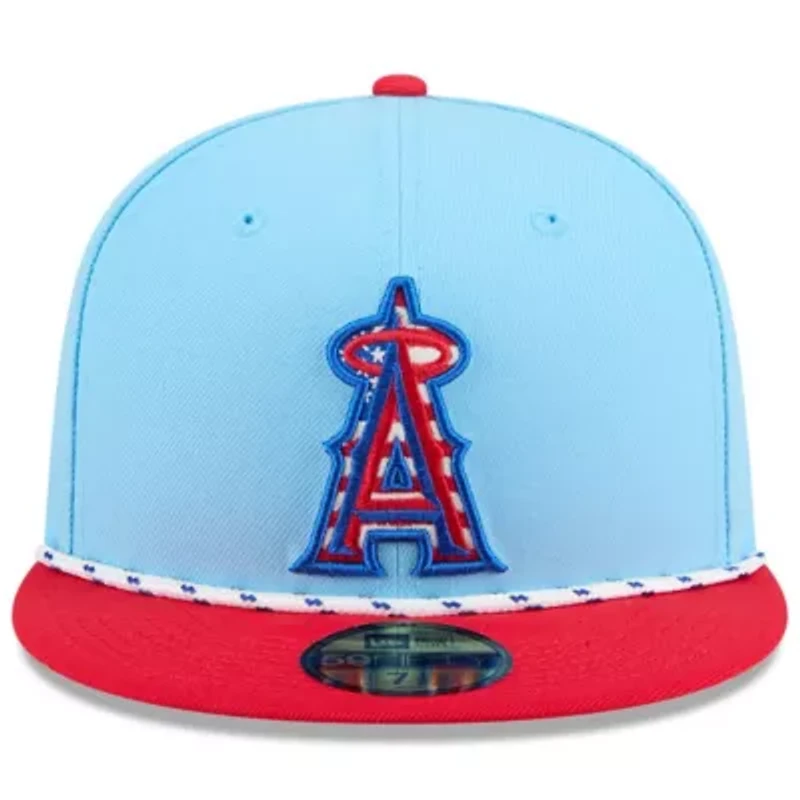MLB Light Blue/Red Los Angeles Angels 2025 Fourth of July 59FIFTY Fitted Hat