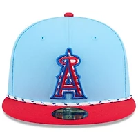 MLB Light Blue/Red Los Angeles Angels 2025 Fourth of July 59FIFTY Fitted Hat