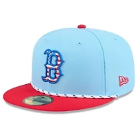 Boston Red Sox MLB Light Blue/Red 2025 Fourth of July 59FIFTY Fitted Hat