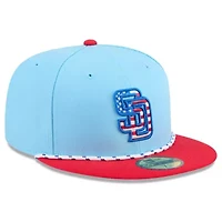 MLB Light Blue/Red San Diego Padres 2025 Fourth of July 59FIFTY Fitted Hat