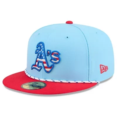 Oakland Athletics MLB Light Blue/Red 2025 Fourth of July 59FIFTY Fitted Hat