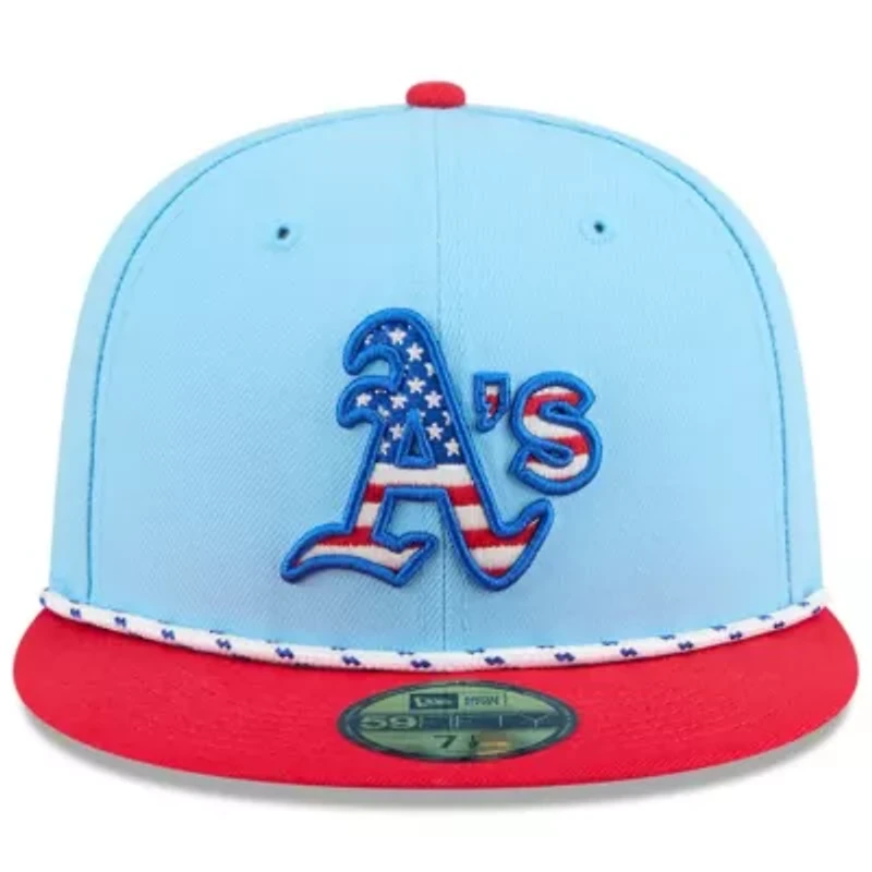 Oakland Athletics MLB Light Blue/Red 2025 Fourth of July 59FIFTY Fitted Hat