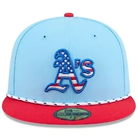 Oakland Athletics MLB Light Blue/Red 2025 Fourth of July 59FIFTY Fitted Hat