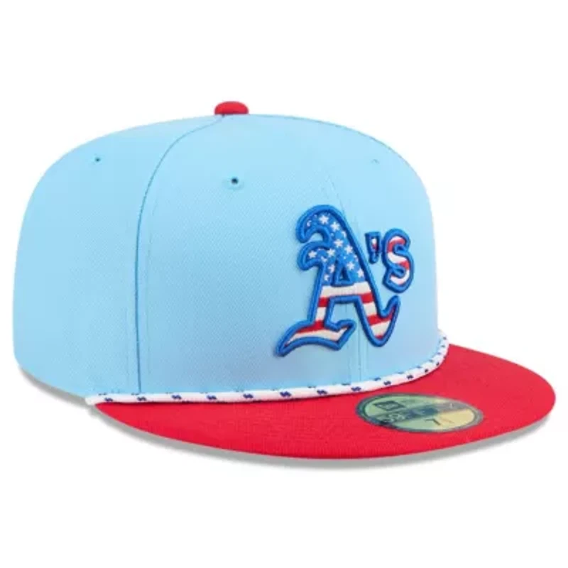 Oakland Athletics MLB Light Blue/Red 2025 Fourth of July 59FIFTY Fitted Hat