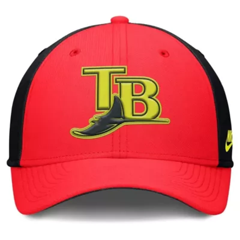 MLB Nike Crimson/Black Tampa Bay Rays Neon 90s Rise SwooshFlex Hat