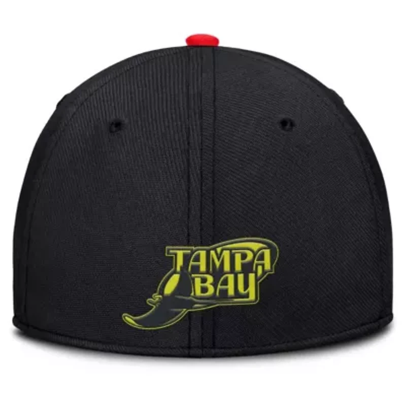 MLB Nike Crimson/Black Tampa Bay Rays Neon 90s Rise SwooshFlex Hat