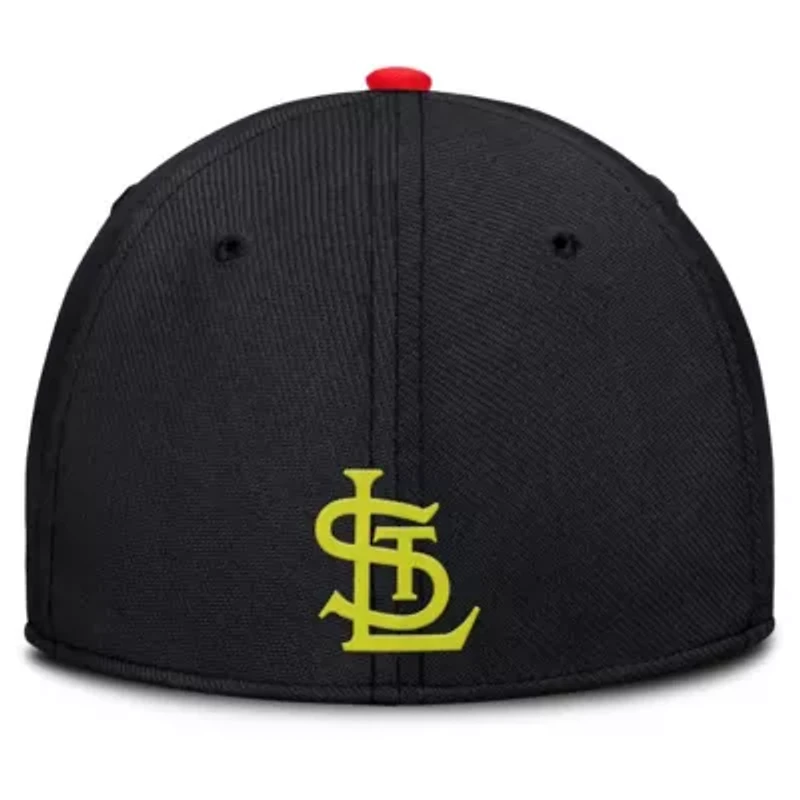 MLB Nike Crimson/Black St. Louis Cardinals Neon 90s Rise SwooshFlex Hat