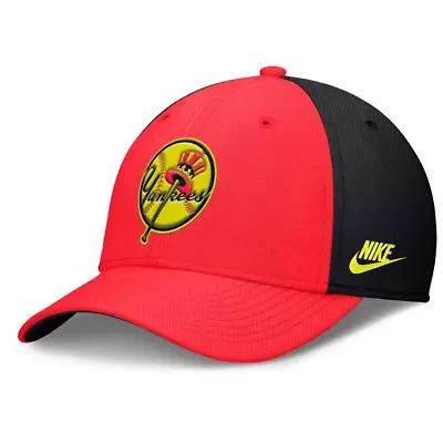 MLB Nike Crimson/Black New York Yankees Neon 90s Rise SwooshFlex Hat