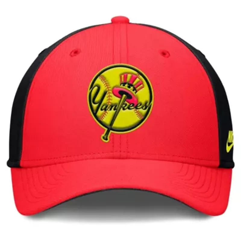 MLB Nike Crimson/Black New York Yankees Neon 90s Rise SwooshFlex Hat