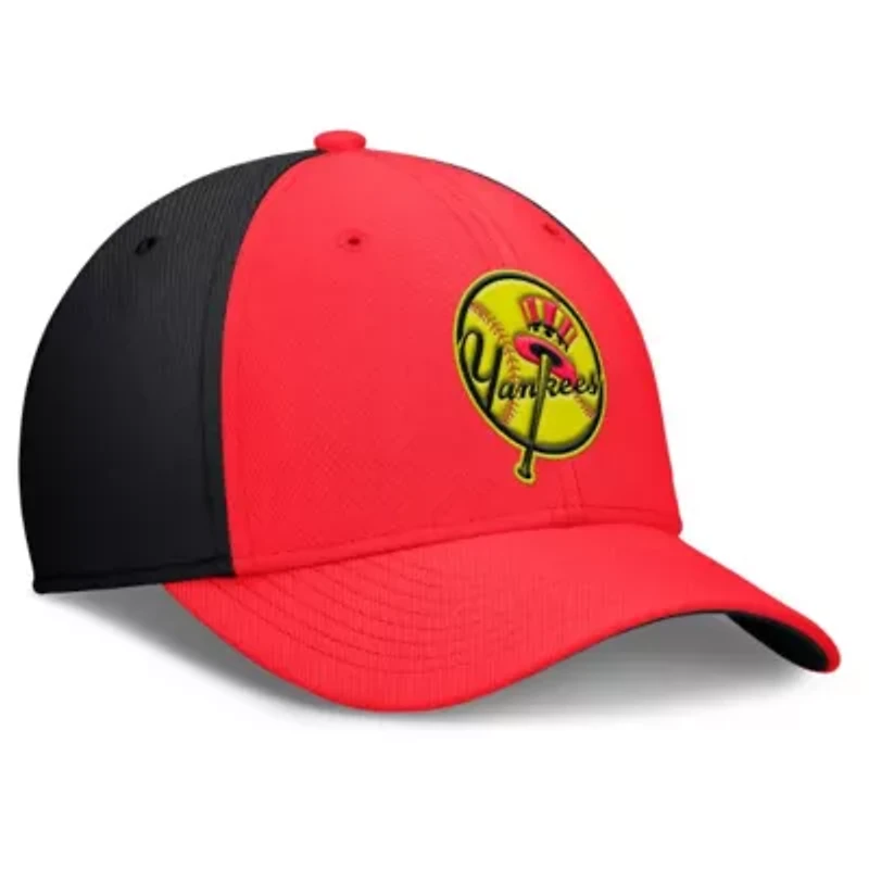 MLB Nike Crimson/Black New York Yankees Neon 90s Rise SwooshFlex Hat