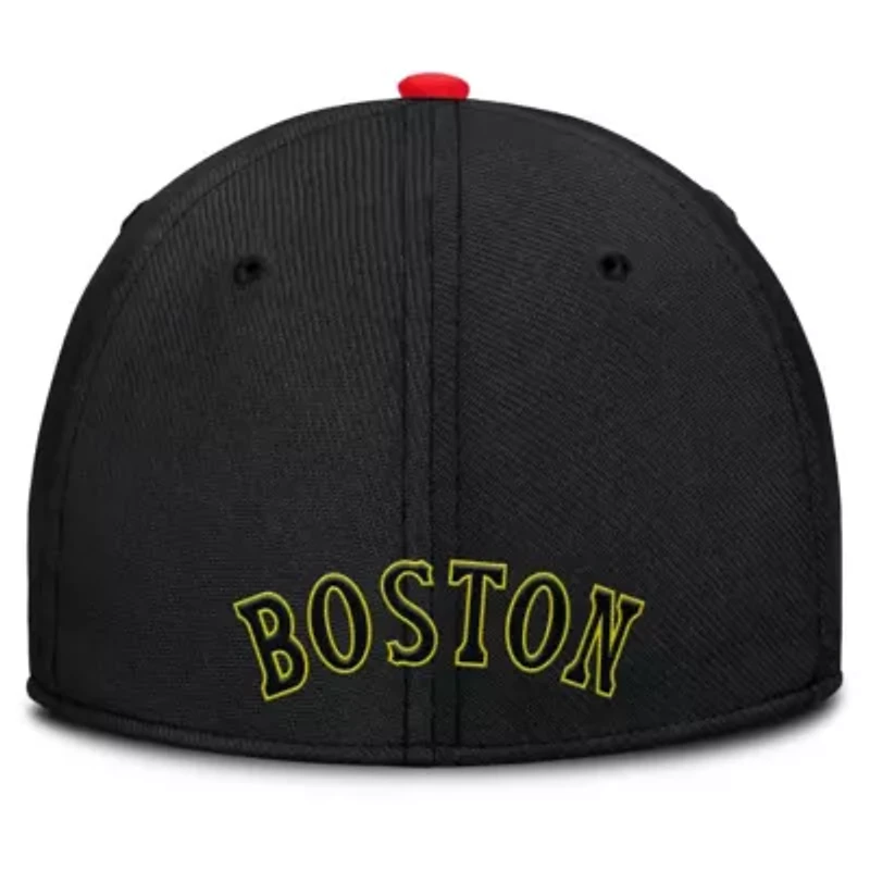 Boston Red Sox MLB Nike Crimson/Black Neon 90s Rise SwooshFlex Hat