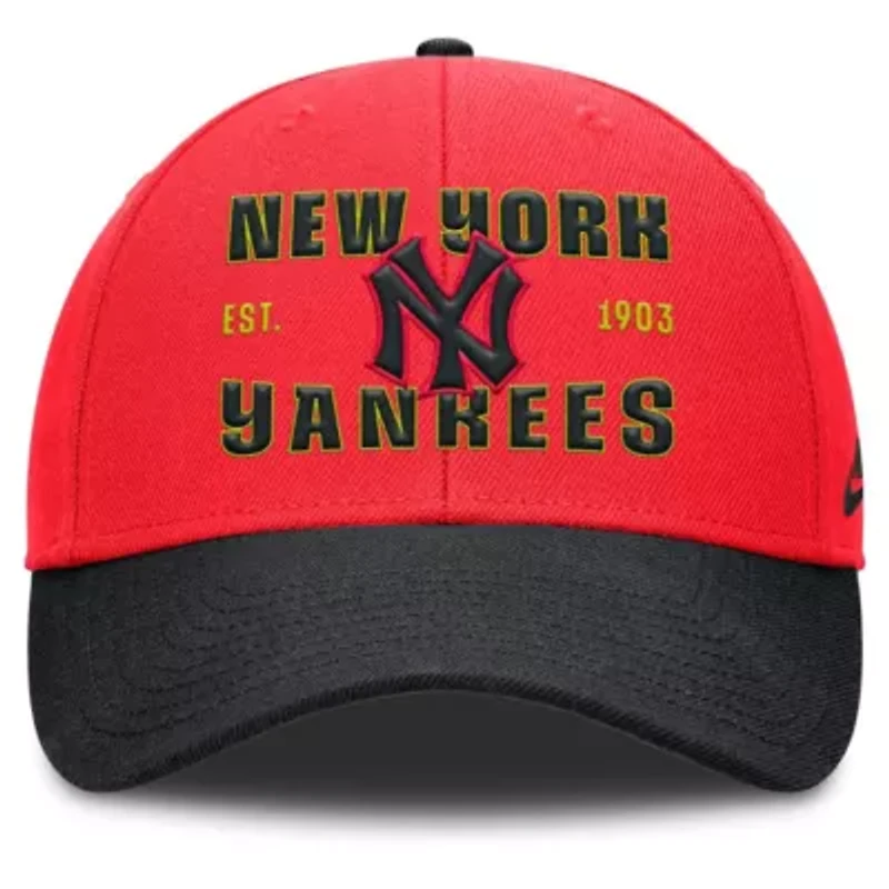 MLB Nike Crimson/Black New York Yankees Neon 90s Rise Adjustable Hat