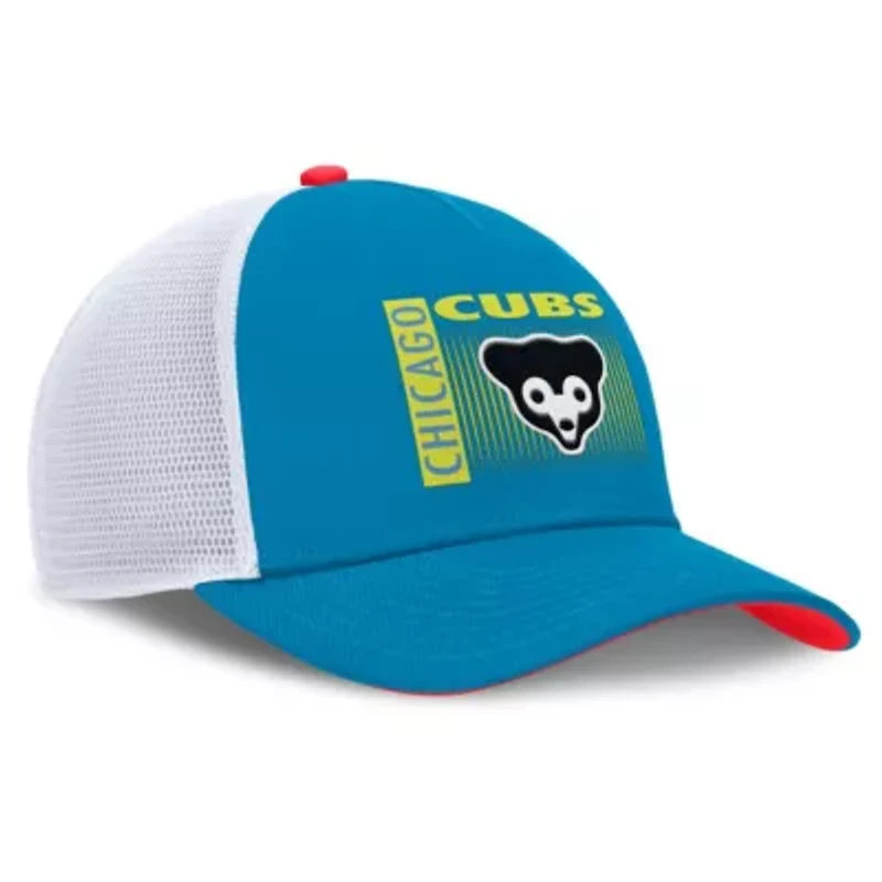 MLB Nike Chicago Cubs Neon 90s Rise Structured Performance Adjustable Trucker Hat