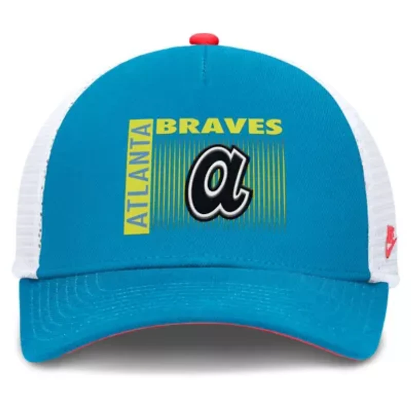 MLB Nike Atlanta Braves Neon 90s Rise Structured Performance Adjustable Trucker Hat
