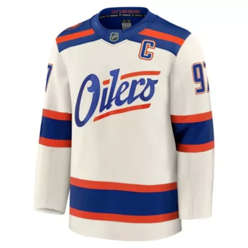 NHL Fanatics Connor McDavid Light Beige Edmonton Oilers Alternate Premium Jersey