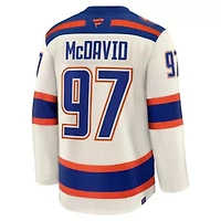 NHL Fanatics Connor McDavid Light Beige Edmonton Oilers Alternate Premium Jersey