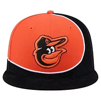 MLB Black/Orange Baltimore Orioles Retro Split Corduroy Snapback Hat