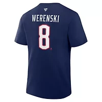 NHL Fanatics Zach Werenski Columbus Jackets Authentic Stack Name & Number T-Shirt