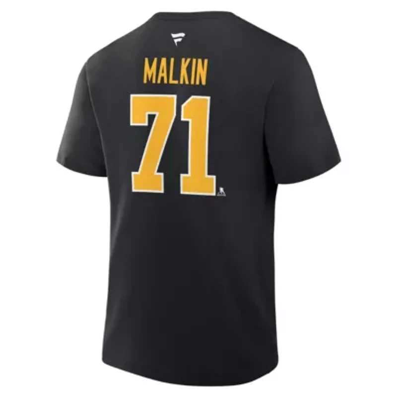 NHL Fanatics Evgeni Malkin Pittsburgh Penguins Authentic Stack Name & Number T-Shirt