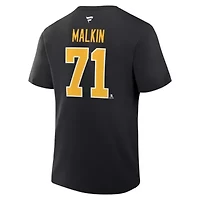 NHL Fanatics Evgeni Malkin Pittsburgh Penguins Authentic Stack Name & Number T-Shirt