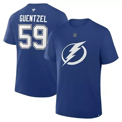 NHL Fanatics Jake Guentzel Tampa Bay Lightning Authentic Stack Name & Number T-Shirt