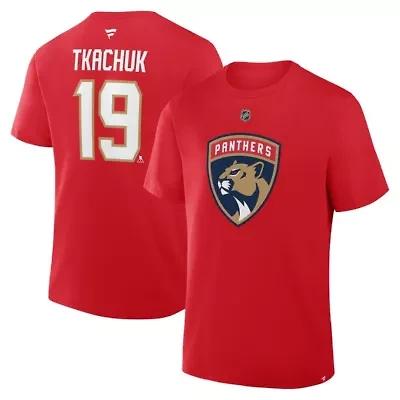 NHL Fanatics Matthew Tkachuk Florida Panthers Authentic Stack Name & Number T-Shirt