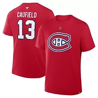 NHL Fanatics Cole Caufield Montreal Canadiens Authentic Stack Name & Number T-Shirt