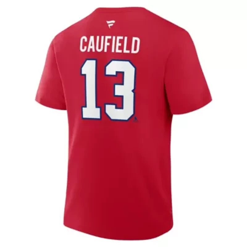 NHL Fanatics Cole Caufield Montreal Canadiens Authentic Stack Name & Number T-Shirt