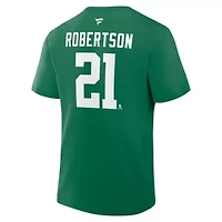 NHL Fanatics Jason Robertson Kelly Dallas Stars Authentic Stack Name & Number T-Shirt