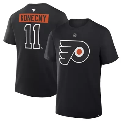 NHL Fanatics Travis Konecny Philadelphia Flyers Authentic Stack Name & Number T-Shirt