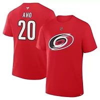 NHL Fanatics Sebastian Aho Carolina Hurricanes Authentic Stack Name & Number T-Shirt