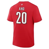 NHL Fanatics Sebastian Aho Carolina Hurricanes Authentic Stack Name & Number T-Shirt