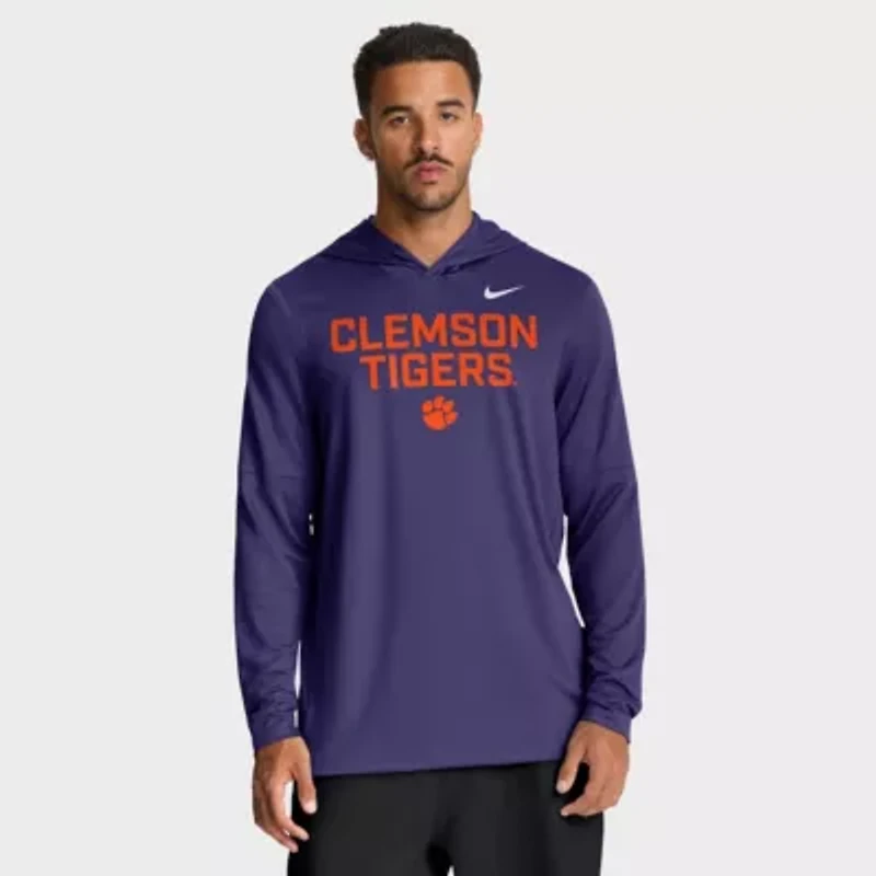 NCAA Nike Clemson Tigers 2025 Sideline Dri-FIT Long Sleeve Hoodie T-Shirt