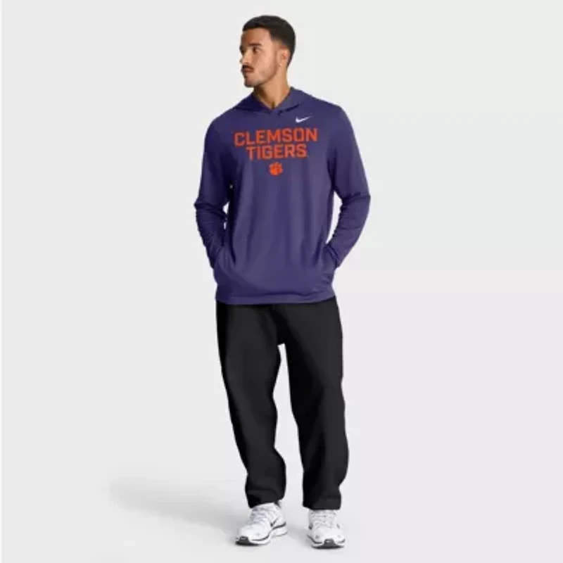 NCAA Nike Clemson Tigers 2025 Sideline Dri-FIT Long Sleeve Hoodie T-Shirt