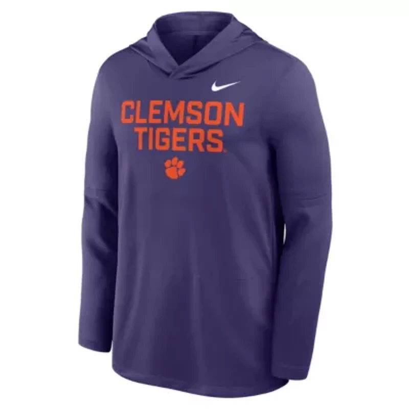 NCAA Nike Clemson Tigers 2025 Sideline Dri-FIT Long Sleeve Hoodie T-Shirt