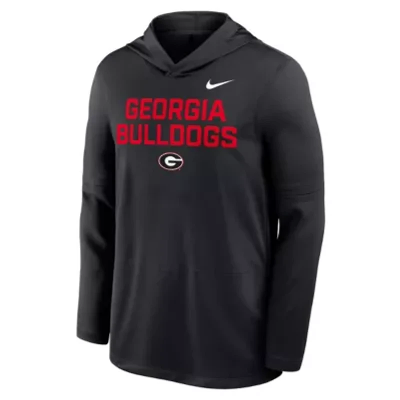 NCAA Nike Georgia Bulldogs 2025 Sideline Dri-FIT Long Sleeve Hoodie T-Shirt