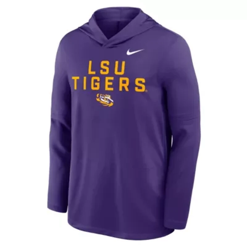 NCAA Nike LSU Tigers 2025 Sideline Dri-FIT Long Sleeve Hoodie T-Shirt
