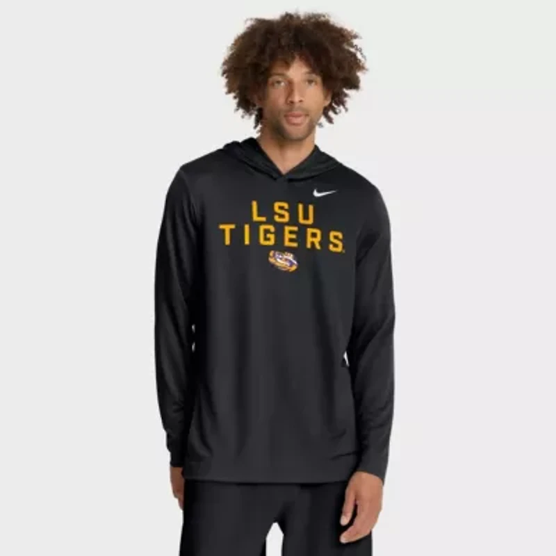 NCAA Nike LSU Tigers 2025 Sideline Dri-FIT Long Sleeve Hoodie T-Shirt