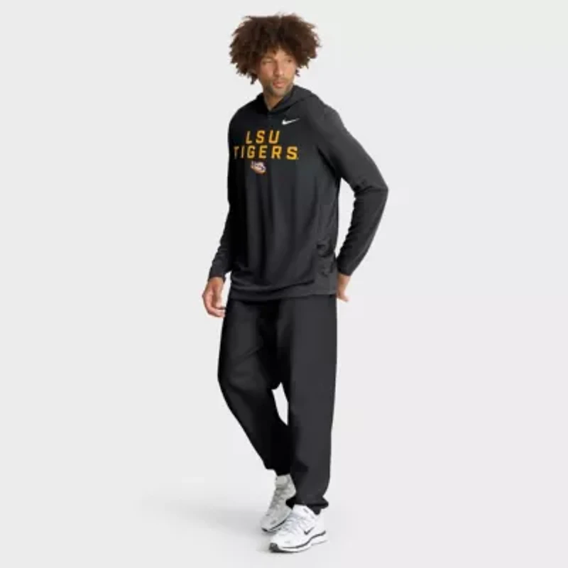 NCAA Nike LSU Tigers 2025 Sideline Dri-FIT Long Sleeve Hoodie T-Shirt