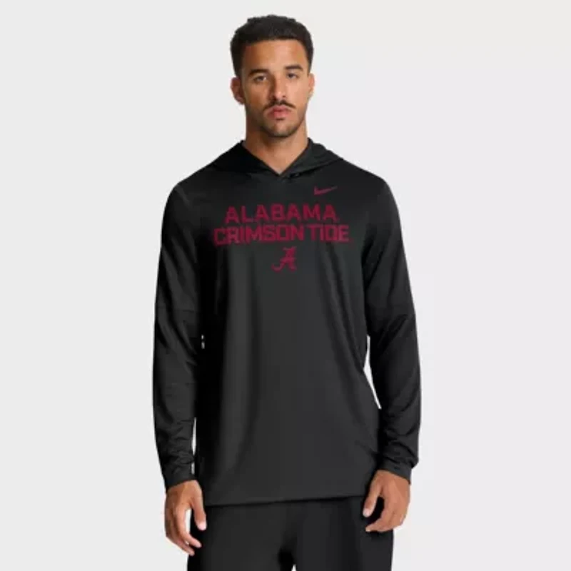 Alabama Crimson Tide NCAA Nike 2025 Sideline Dri-FIT Long Sleeve Hoodie T-Shirt