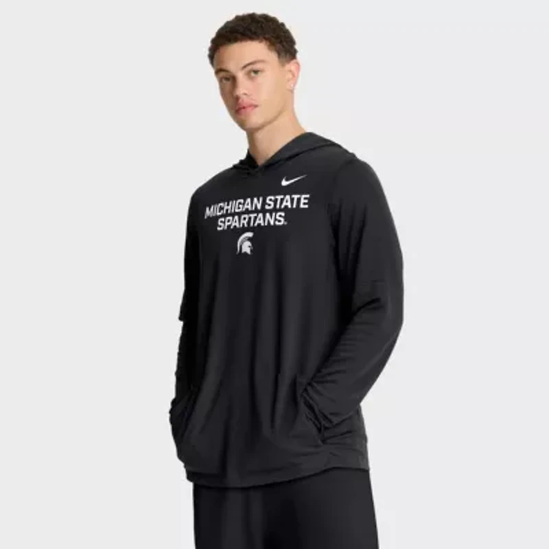 NCAA Nike Michigan State Spartans 2025 Sideline Dri-FIT Long Sleeve Hoodie T-Shirt