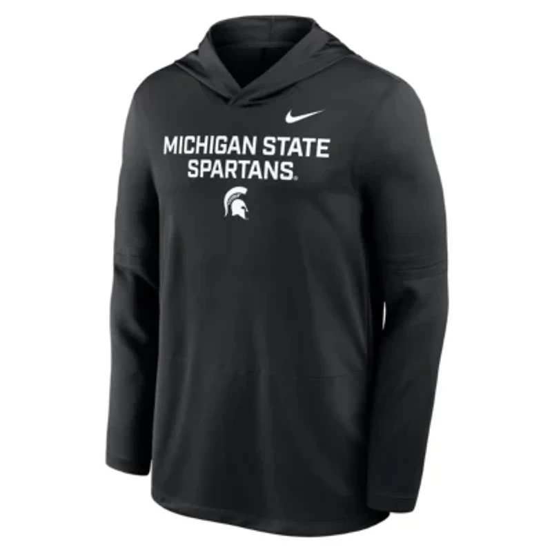 NCAA Nike Michigan State Spartans 2025 Sideline Dri-FIT Long Sleeve Hoodie T-Shirt