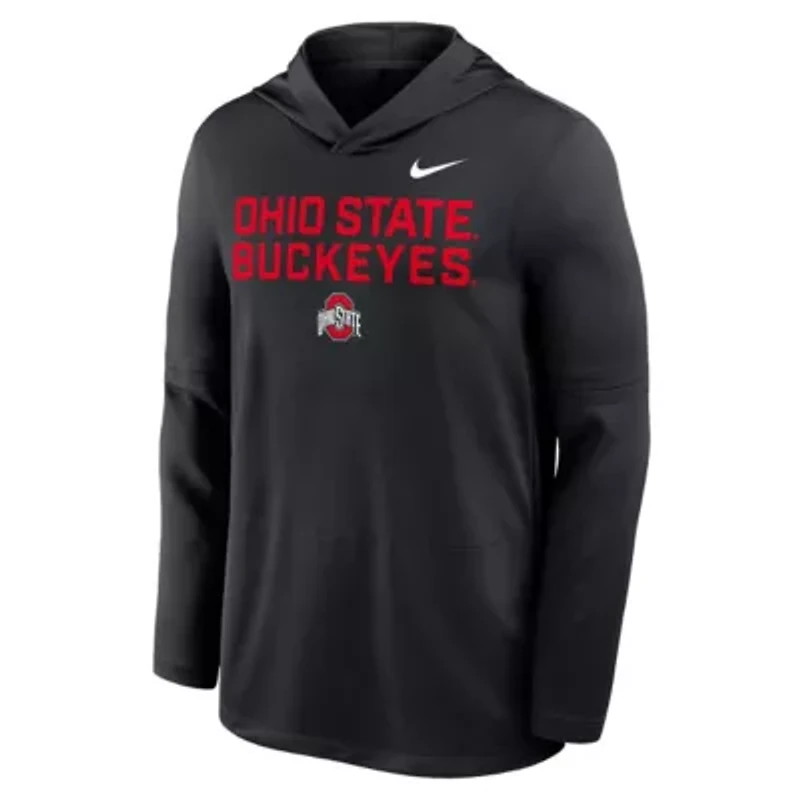 NCAA Nike Ohio State Buckeyes 2025 Sideline Dri-FIT Long Sleeve Hoodie T-Shirt