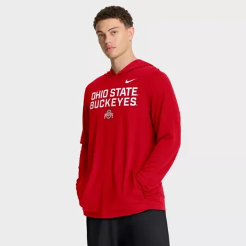 NCAA Nike Ohio State Buckeyes 2025 Sideline Dri-FIT Long Sleeve Hoodie T-Shirt
