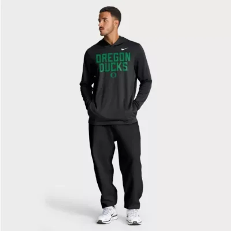 NCAA Nike Oregon Ducks 2025 Sideline Dri-FIT Long Sleeve Hoodie T-Shirt